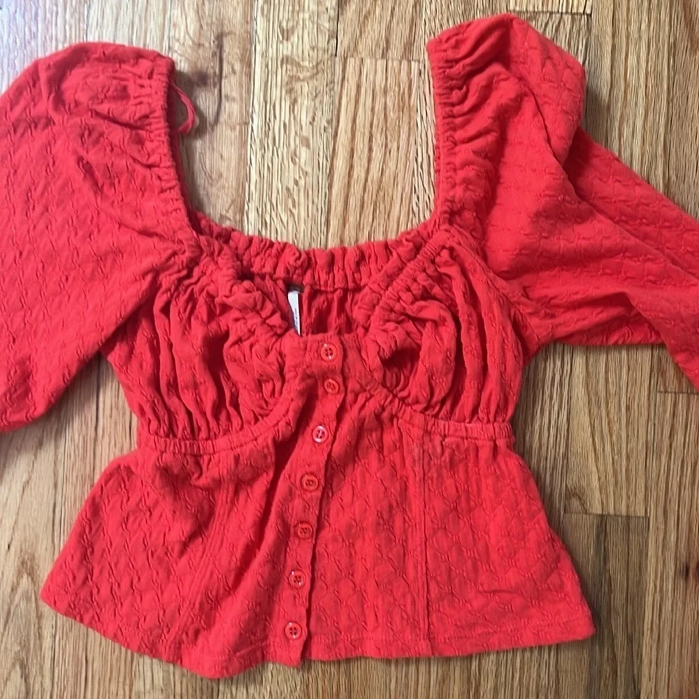 FREE PEOPLE ladybug long sleeved corset shirt size small